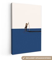 Canvas - Abstrait - Boot - Mer - Texte - Chapeau - Abstraite - 60x90 cm - Canvasdoek - Tableau sur toile