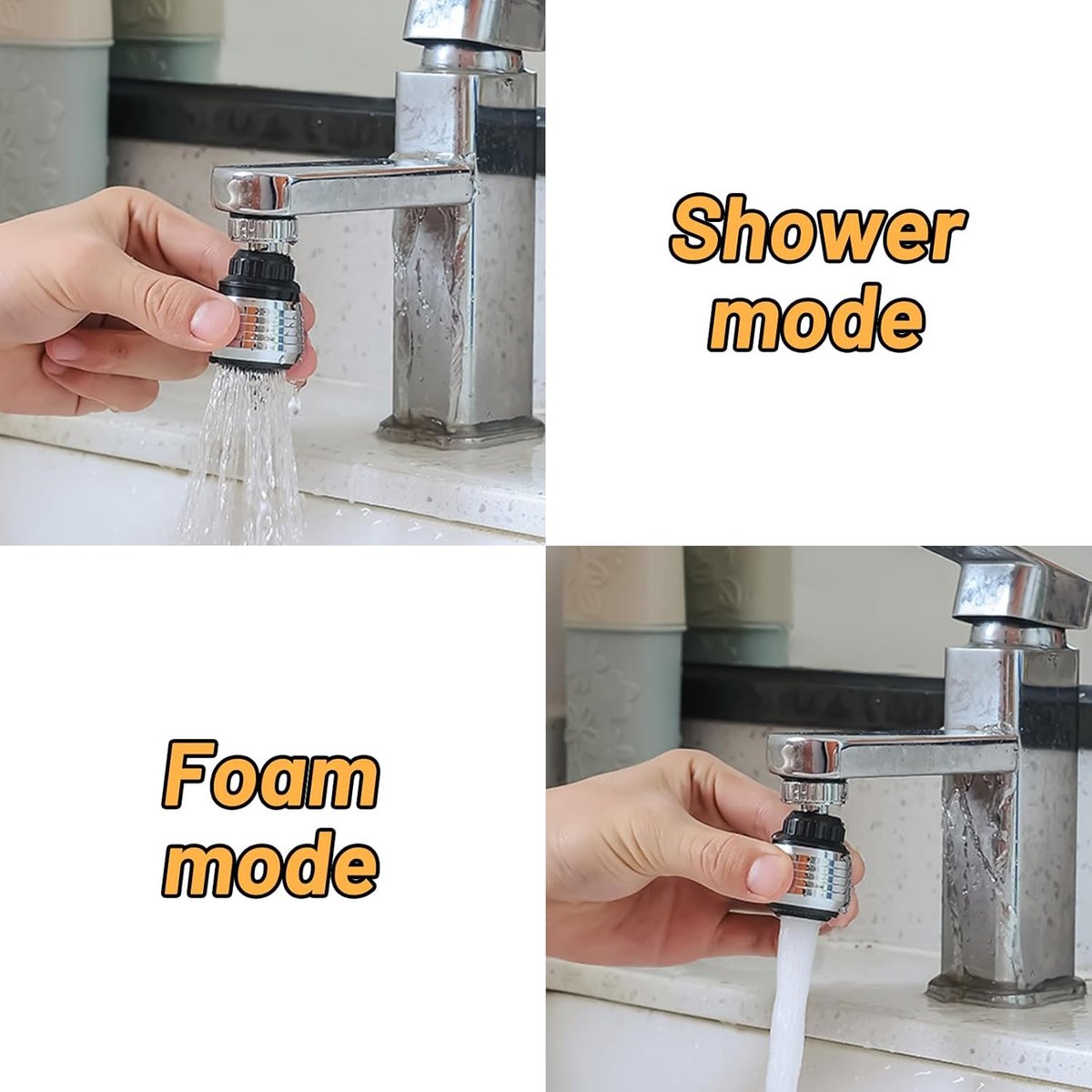 Set met 3 waterkraan zeef - kraan filter - straalregelaar opzetstuk - draaibare kraanfilter - roestvrij staal - 360 graden rotatie - stalen plaatstructuur