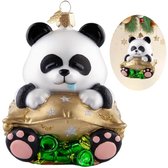 Pendentif De Noël En Céramique Panda Et Forêt - Étoile 8x8 Cm - Décoration Sapin Ou Maison
