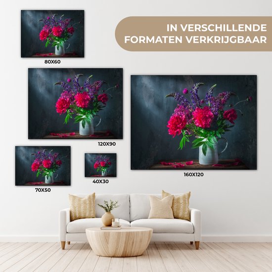 Peinture sur Toile Couleurs - Pivoine - Nature Morte - 40x30 cm - Déco Décoration murale
