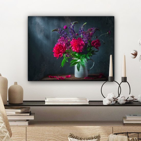 Peinture sur Toile Couleurs - Pivoine - Nature Morte - 40x30 cm - Déco Décoration murale