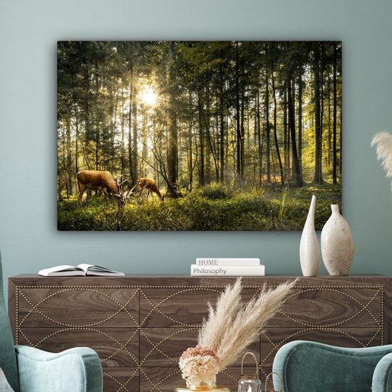 Peintures sur toile Cerf - Nature - Forêt - 120x80 cm - Décoration murale