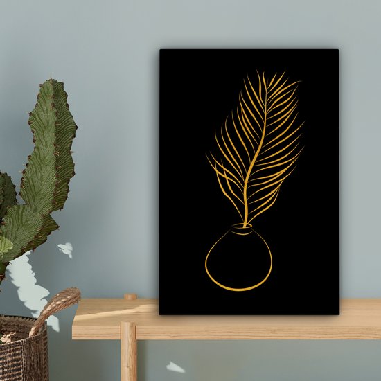 Pot de peinture sur toile - Plante - Line au trait - Goud - 20x30 cm - Décoration murale