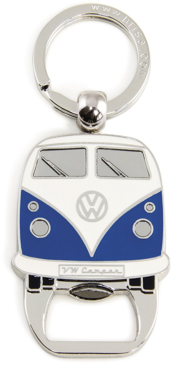 BRISA VW Collection - Volkswagen sleutelhanger-ring sleutelaccessoire sleutelhouder met bierflesopener in T1 Bulli Bus-design (blauw)