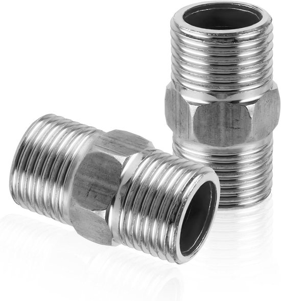 Roestvrijstalen dubbele nippels - 2 stuks, 1/2 inch doucheslang-adapter