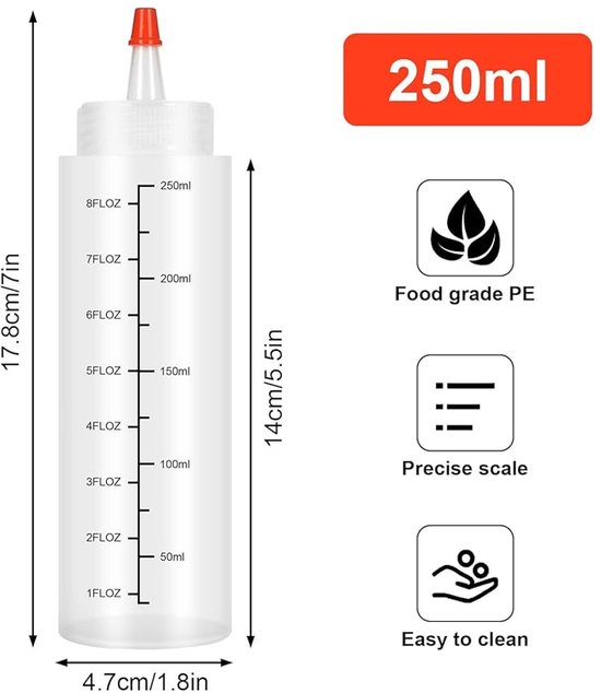 Transparante Knijpfles Set van 2 voor Sauzen en Oliën, 300 ml, Lekvrij