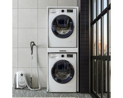 Wasmachinekast met uittrekplank voor droger en wasmachine - ruimtebesparend en stevig