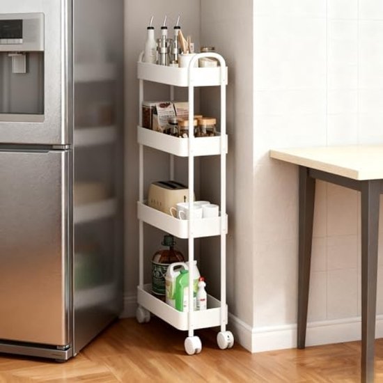 Decopatent® 4 Laags Opbergrek -Staand Rek 4 Etages Voor Badkamer Keuken Keukenrek Badkamerrek Kunststof Rechthoekig Rek