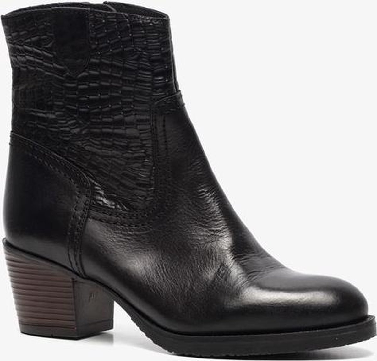 TwoDay leren dames croco enkellaarsjes - Zwart - Maat 40 | bol.com