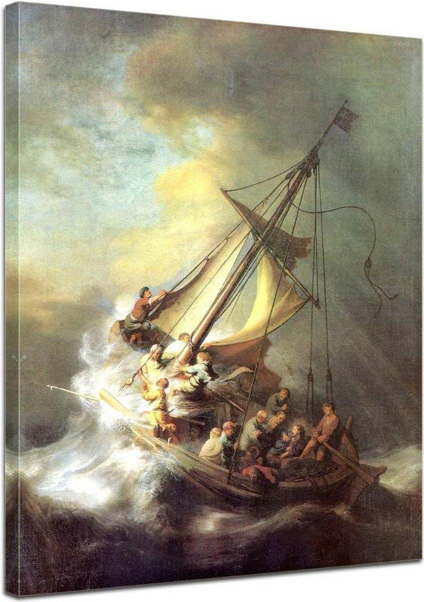 karo-art Schilderij Storm op het meer van Galilea - 60x80cm | bol