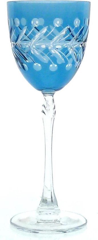 Kristallen wijnglazen - Wijnglas ANTOINETTE - light blue - set van 2 glazen - gekleurd kristal