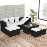 Loungeset poly rattan zwart 12-delig