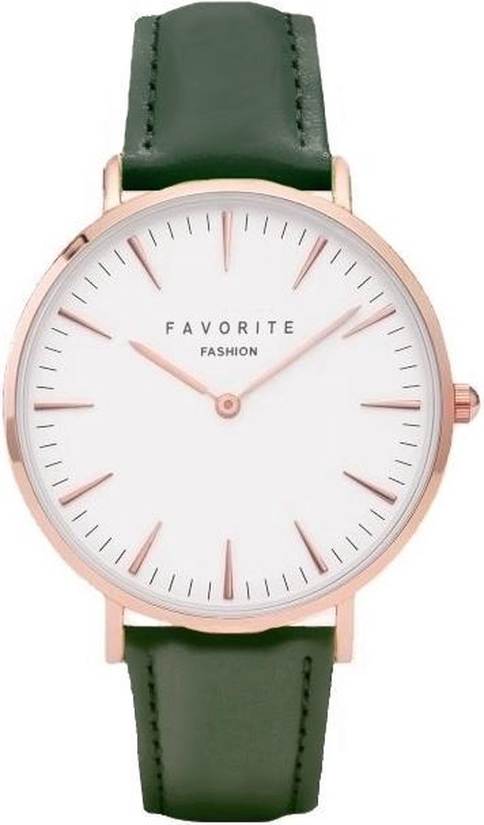 Vitória Olive Green 2.0 Horloge | Rosekleurig Groen | Lederen band | Luxe Giftset-Cadeauset