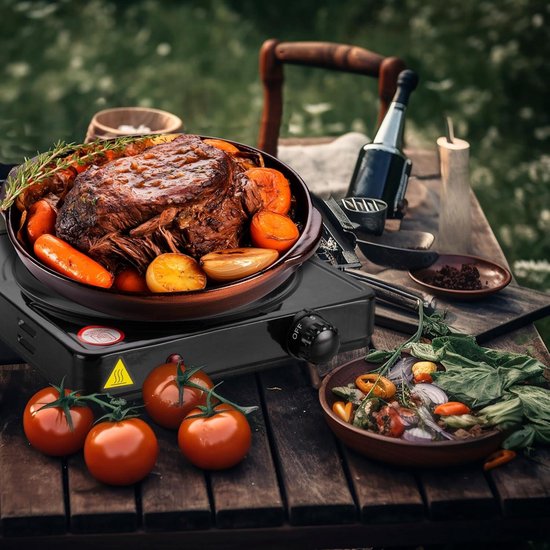 Single Hob Electric Stove for Kitchen or Camping - Temperature Setting Portable Stove for Office or Outdoor Use - 1000 W Black — afbeelding 3