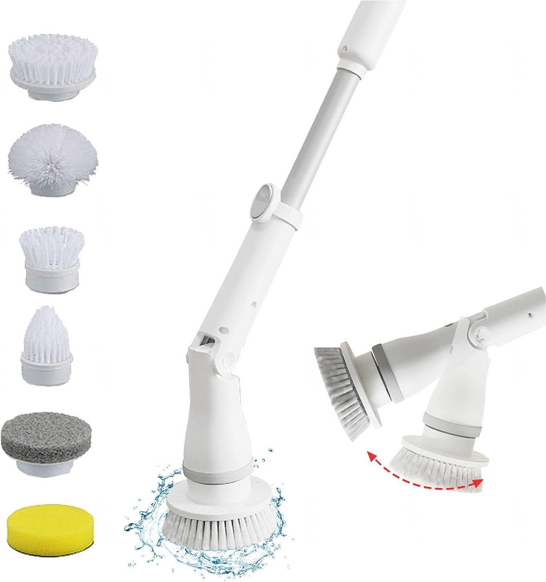 Goedkoopste Draadloze elektrische schrobber met 6 borstelkoppen en LED-verlichting voor een grondige reiniging