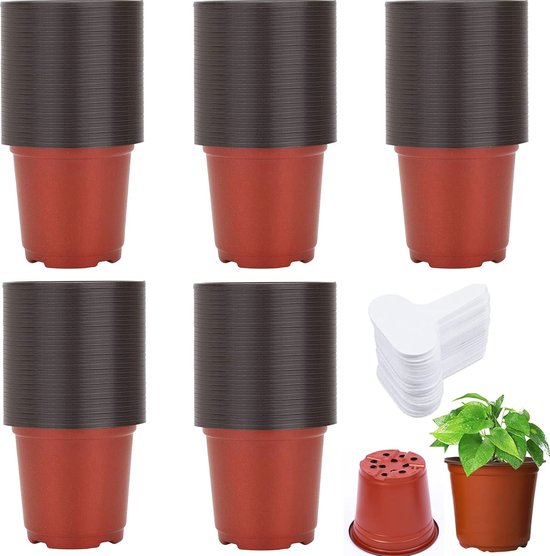 KINGLAKE 50 stuks mini plastic plantenpotten 5,4 cm, kleine zwarte bloempotten ronde zaadpotten voor zaden zaailingen groenten kruiden