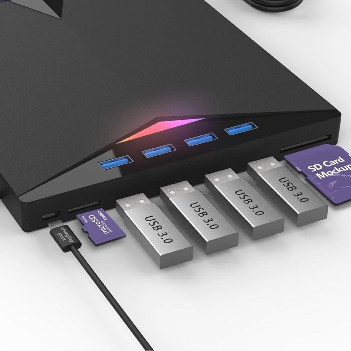 Externe DVD/CD-brander USB 3.0 en Type-C met SD/TF en USB-kaartlezer voor Laptop en Desktop