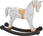 Schommelpaard van hout wit - 22 cm hoog