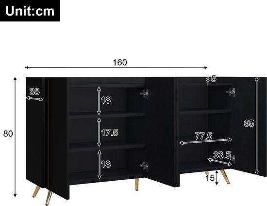 Tidyard Dressoir bijzetkast opbergkast staande kast commode