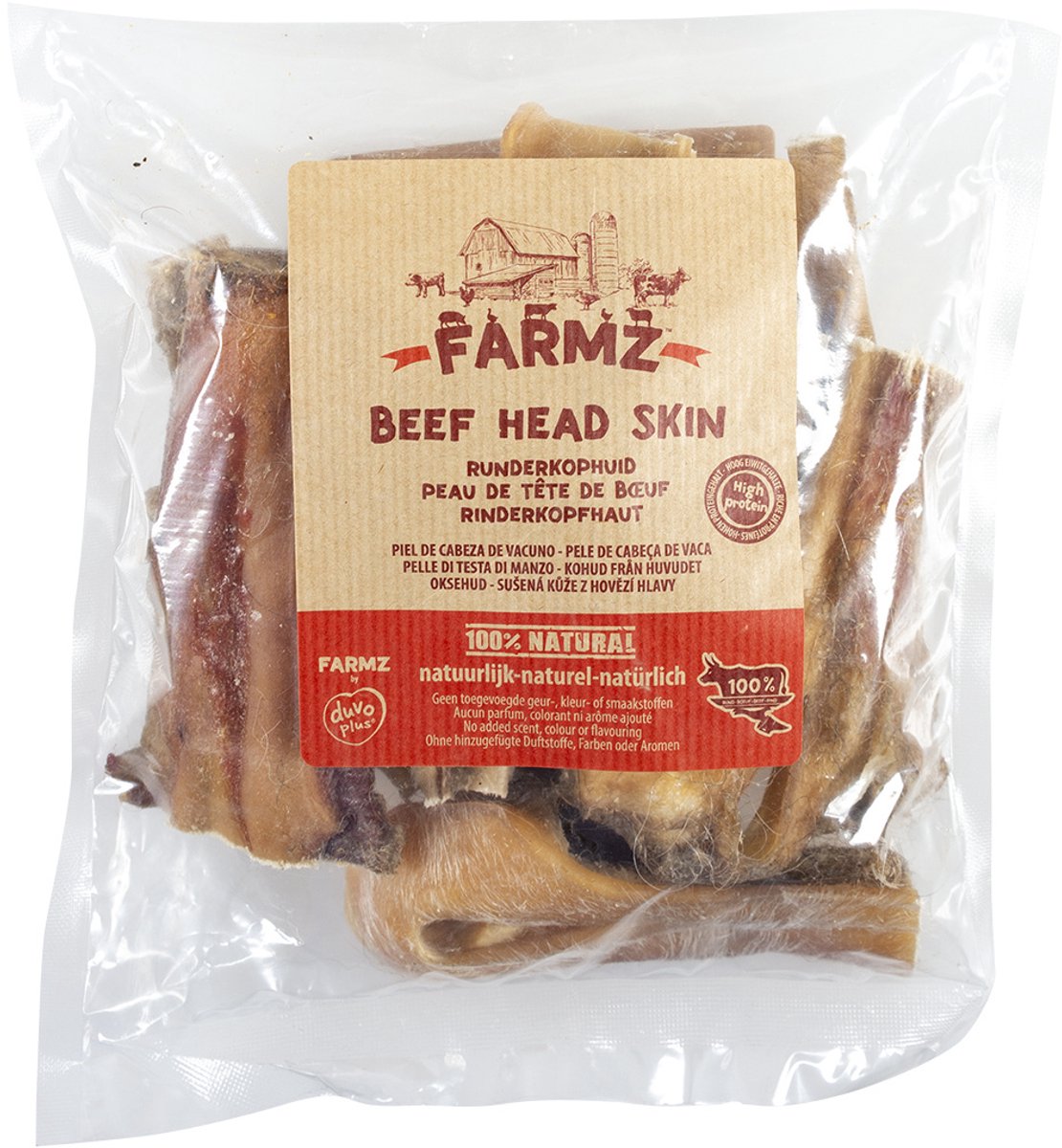 Duvoplus - Hondensnack - Hond - Farmz Runderkophuid 12cm - 250g - 1st