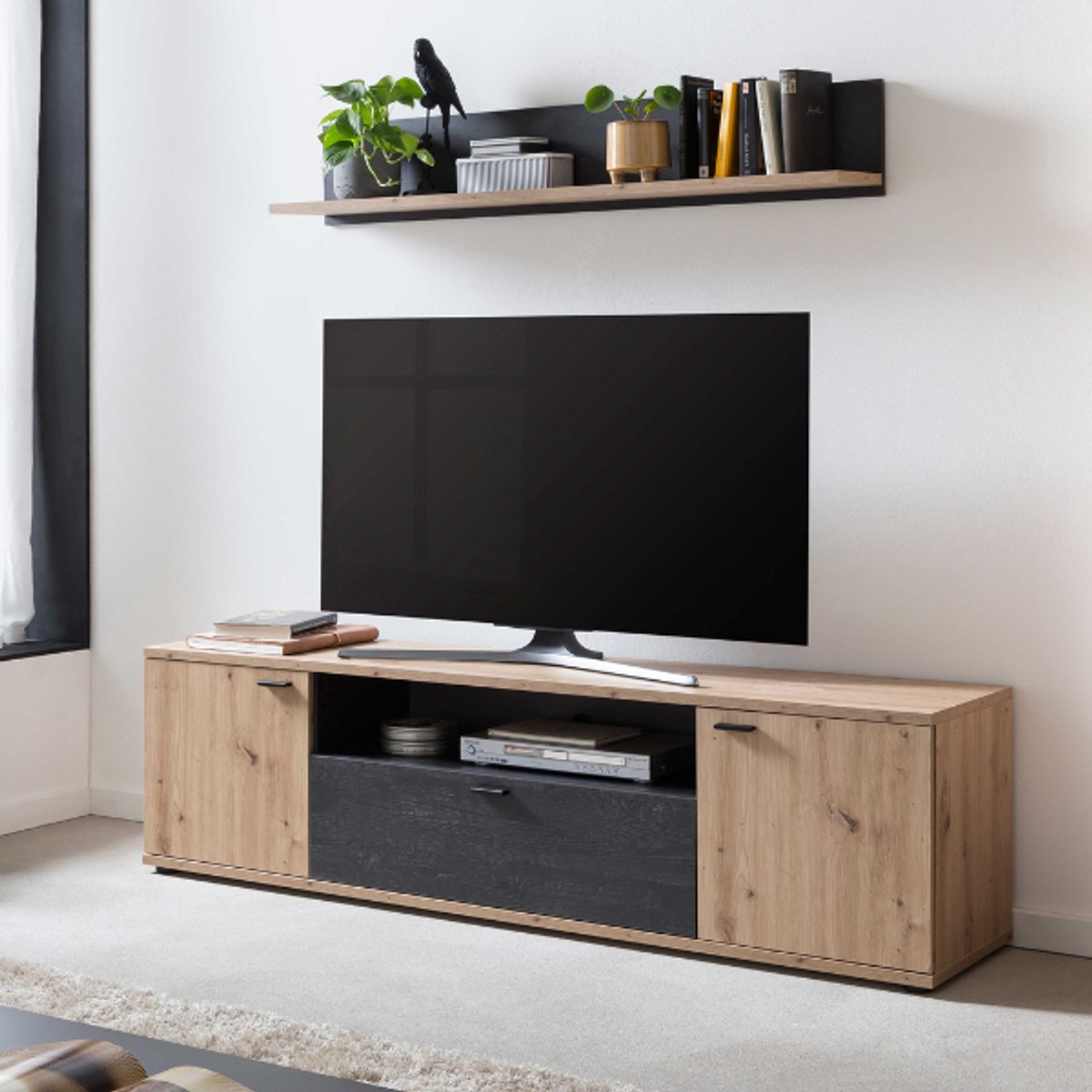 Tv-meubel Atnalta 180x40 Cm-Artisan/gebrand Hout