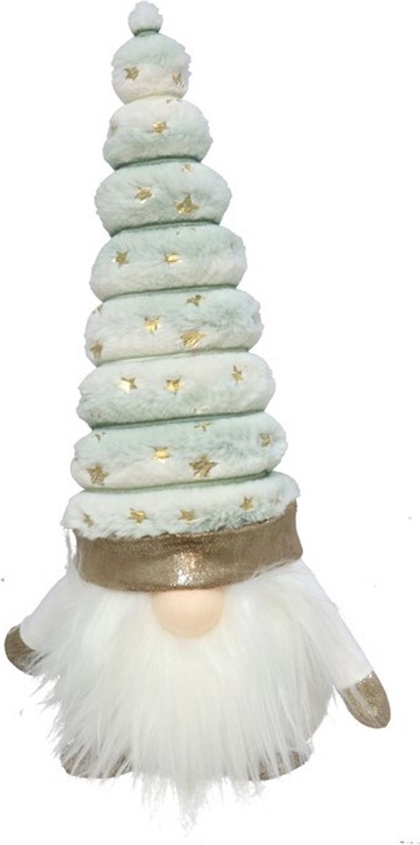 Kerstgnoom met 1 LED groen - 39 cm - kerstdecoratie