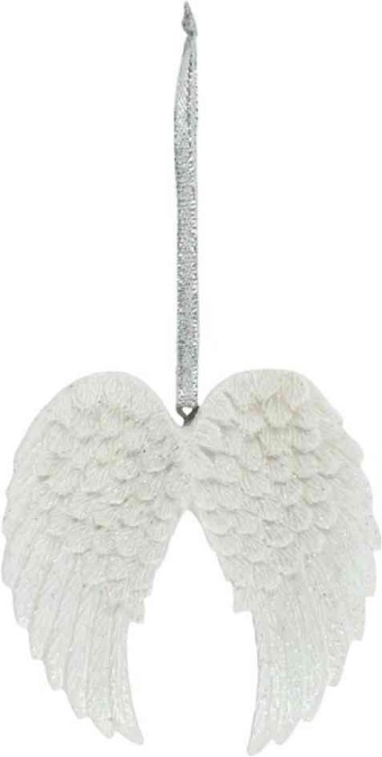 Glitterende Engel Vleugel Ornament - Wit