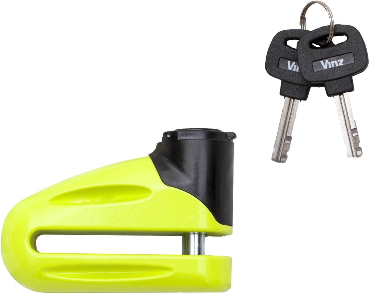 VINZ Eiger Schijfremslot / Remschijfslot / Motorslot / Scooterslot 10 mm - Geel