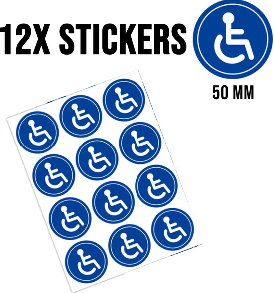 Allernieuwste.nl® 12 STUKS Stickers Rolstoel Toegankelijk Deursticker Invalide Minder Valide Gehandicapten Toilet Rolstoel Sticker - Autocollant de Rouleau de Bois
