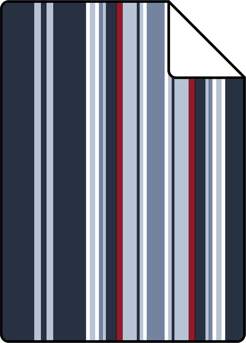 Proefstaal ESTAhome behang strepen marine blauw en rood - 26.5 x 21 cm - 136419-S
