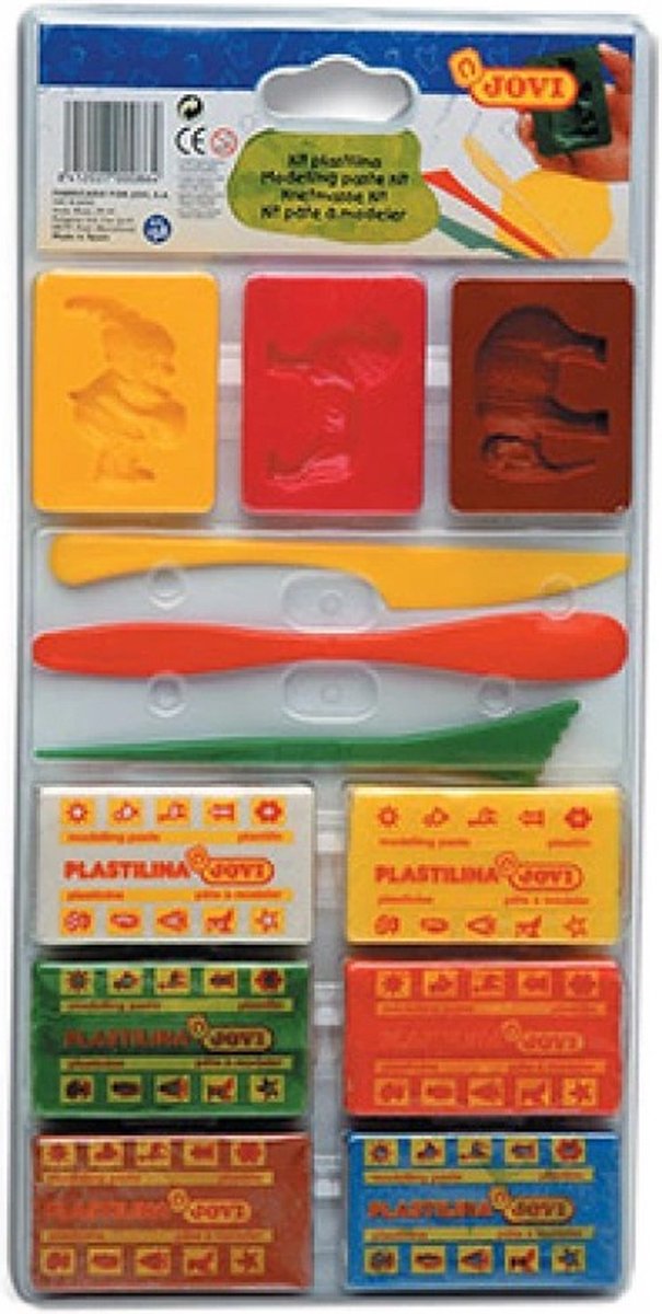 Blister 3 vormen, 3 modelleerhulpjes + 6 stuks modelleerklei.