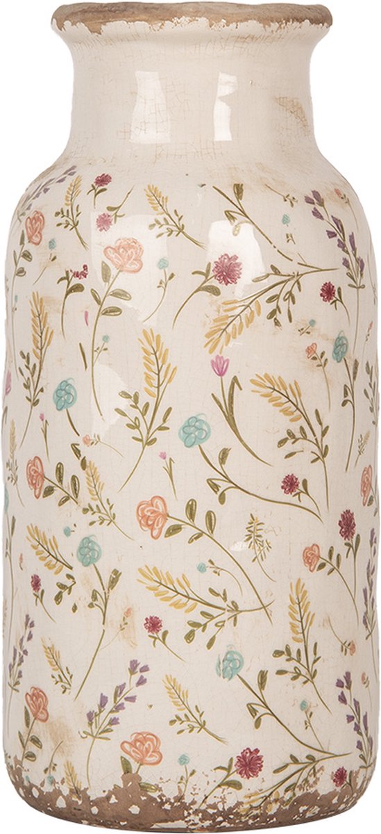 Vaas Ø 15x32 cm Beige Keramiek Bloemen