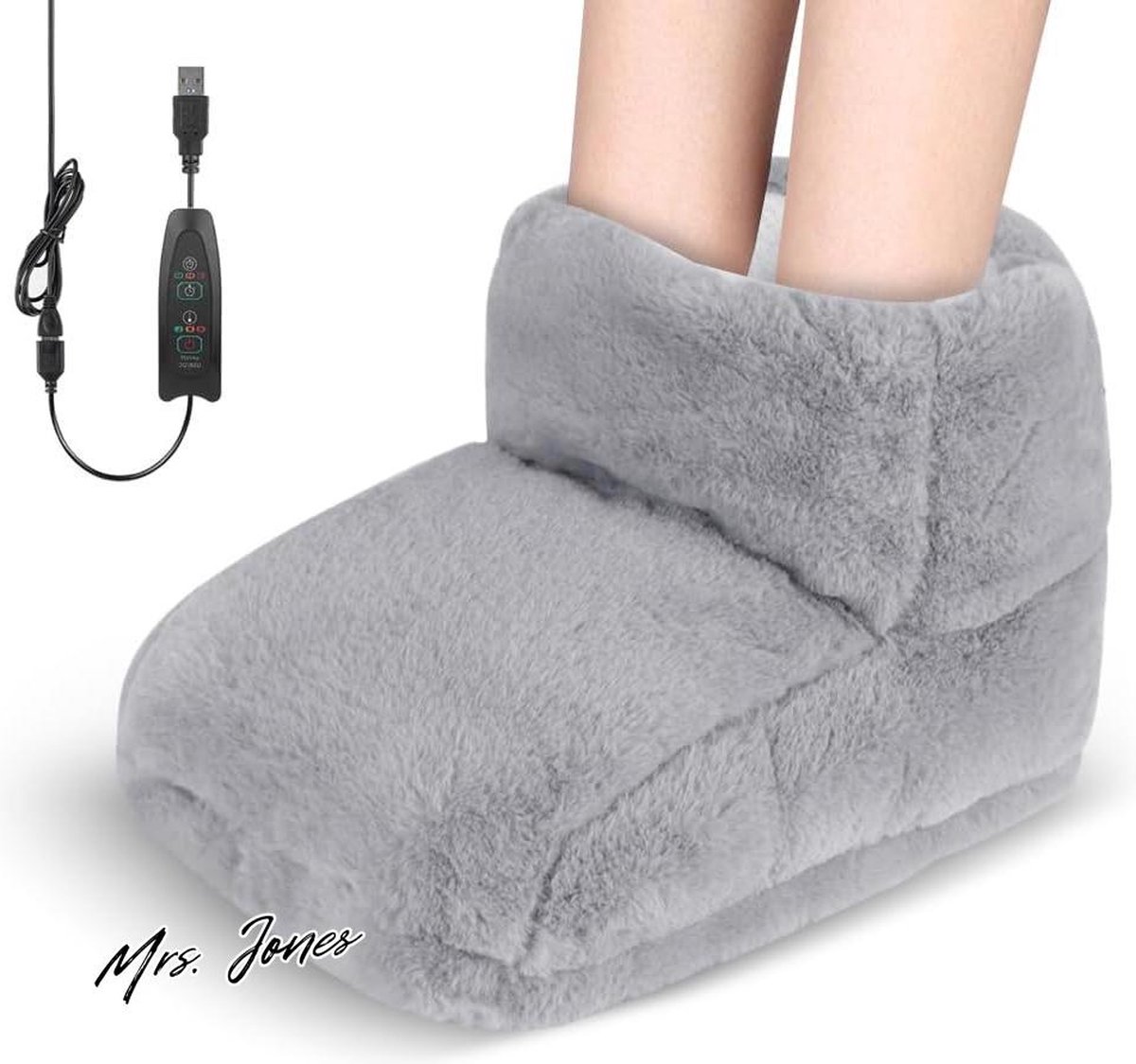 Mrs. Jones Voetwarmer elektrische voetwarmer met wasbare binnenvoering 3 verwarmingsinstellingen voor koude voeten in de winter grijs - comfort warmte. .