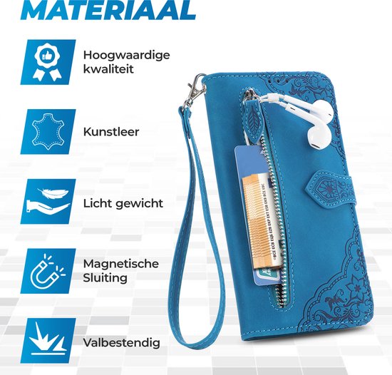 Étui adapté pour Samsung Galaxy S25 - Bookcase - Cordon - Porte-cartes - Portefeuille - Motif fleurs - Simili cuir - Blauw