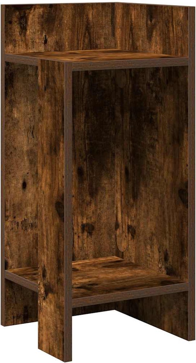 vidaXL Bijzettafeltje - met - plank - 25,5x27x60 - cm - gerookt - eikenkleurig gerookt eiken