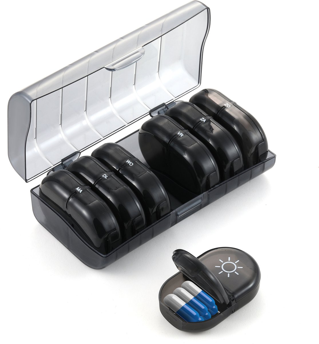 VeryGoods Pillendoos 7 Dagen 2 Vakken – Medicijndoosje – Valbestendig & Sterke vergrendeling – Uitneembare Pillendoosjes – Pill Box Organizer – Nederlandstalig