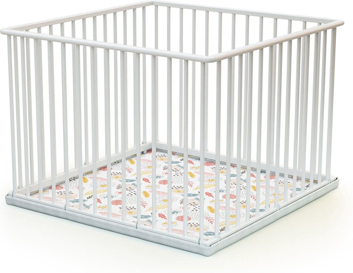 WEBABY - Houten kinderbox Wit 100 x 100 cm CUBO