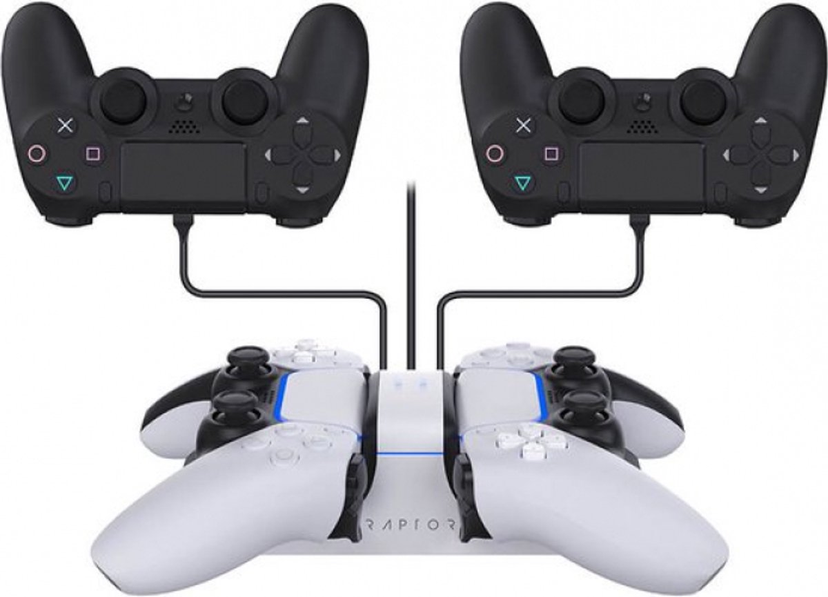 Bol.com Raptor Gaming - Dubbele Oplader Wit voor PS4/PS5 DualSense Controllers aanbieding