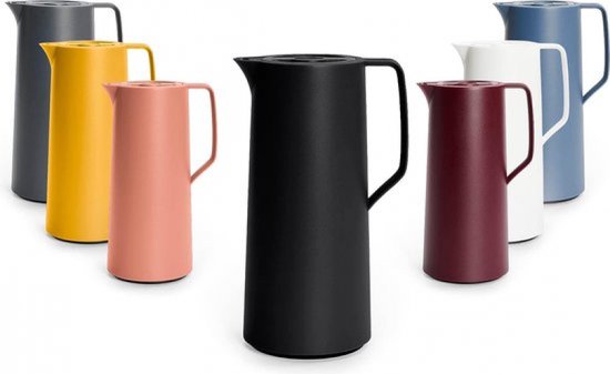 Emsa Motiva thermoskan - 1 liter - 12 uur warm - 24 uur koud, glazen kolf, Scandinavisch design, zwart
