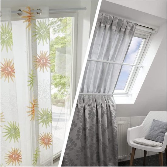 Curtain rod voor klemmen, gordijnroede zonder boren, klemroede voor gordijnen,curtain rod telescopische roede voor klemmen, verstelbaar door draaien, voor gordijnen, kasten, keukens - Zwart (40,5-60 c