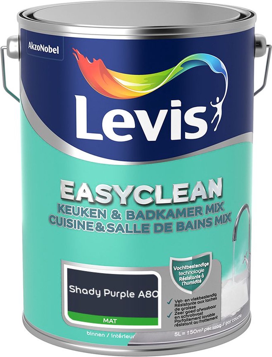 Levis - Easyclean Keuken & Badkamer Mix - Shady Purple A80 - Mengverf - 5 L