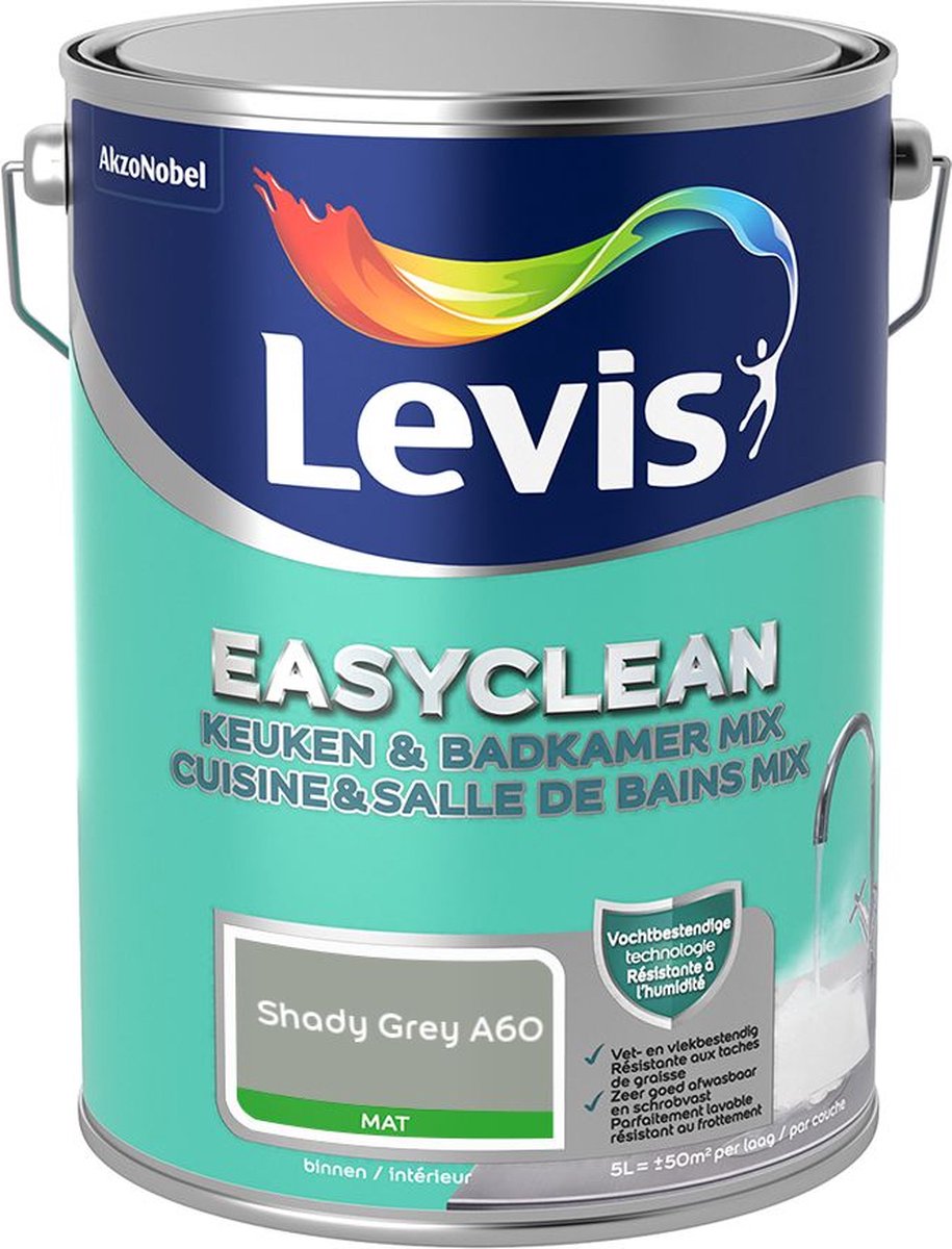 Levis - Easyclean Keuken & Badkamer Mix - Shady Grey A60 - Mengverf - 5 L
