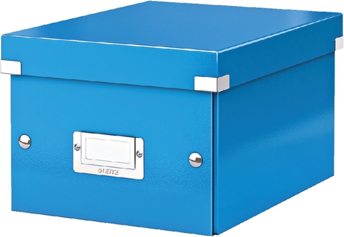 Leitz WOW Click & Store Kleine Opbergdoos - 84% Gerecycled Karton - 22 x 28.2 cm (BxHxD) -Ideaal voor Kantoor en Thuiskwerken - Blauw