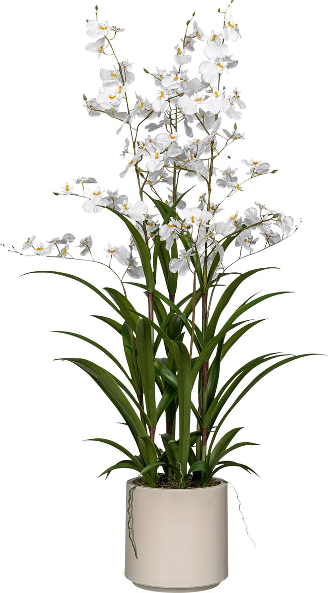 Kopu Kunstbloem Orchidee Oncidium 98cm in pot - Wit