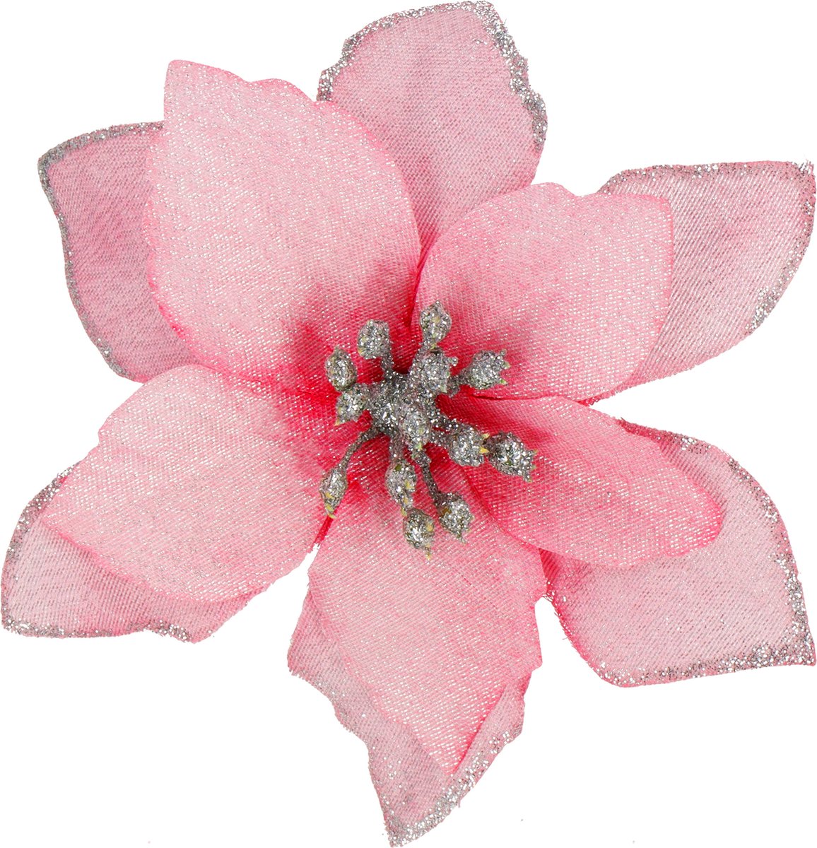 Springos Kunstbloem | Kerst | Ster van Bethlehem | Roze | Glitters