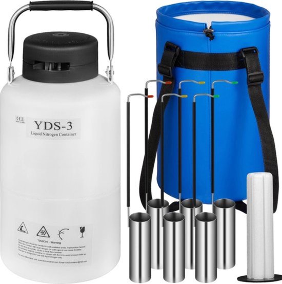 Réservoir cryogénique - Aluminium - Conteneur d'azote liquide - 3 Litres