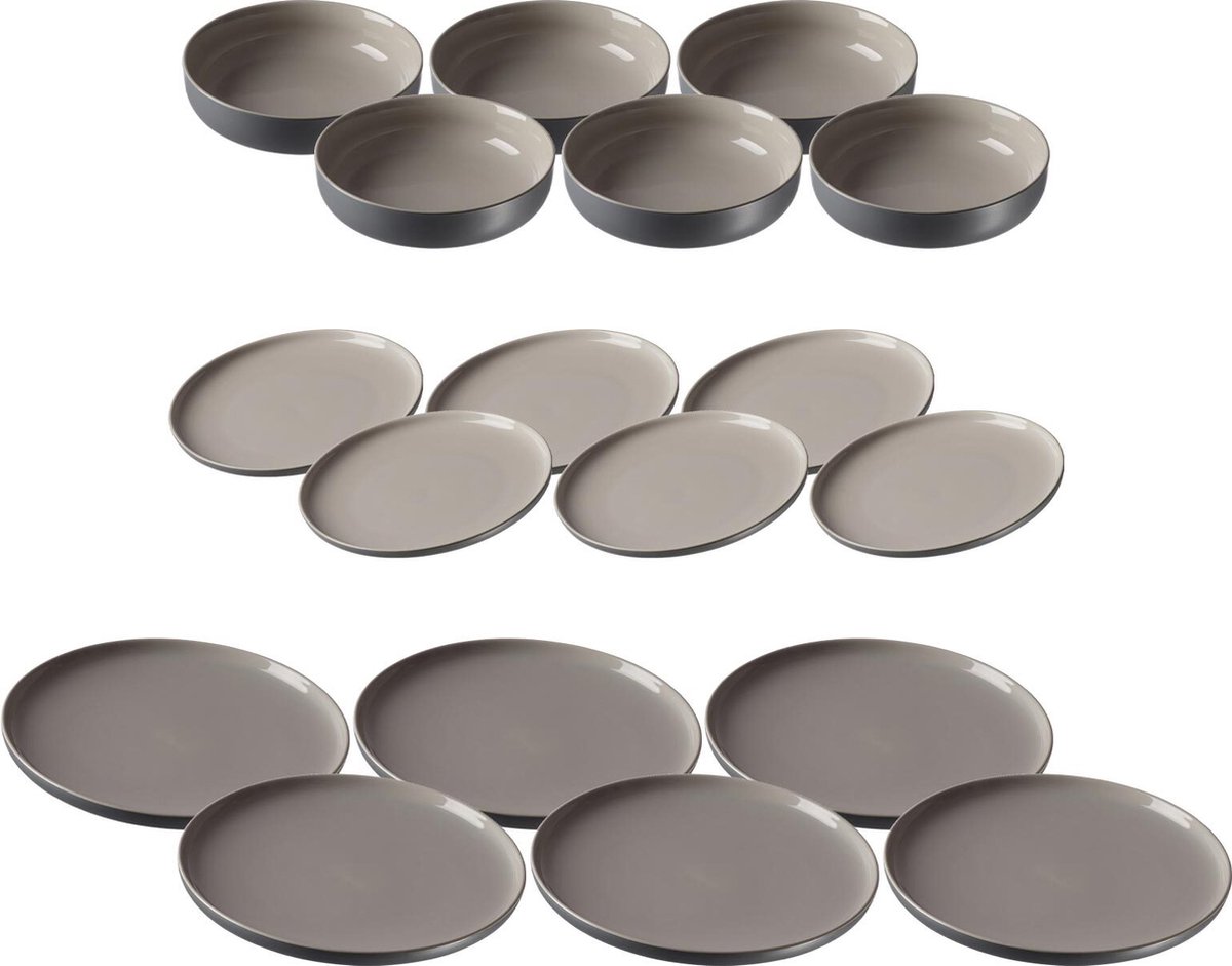 Teller und Schalenset Jasper Set van 18