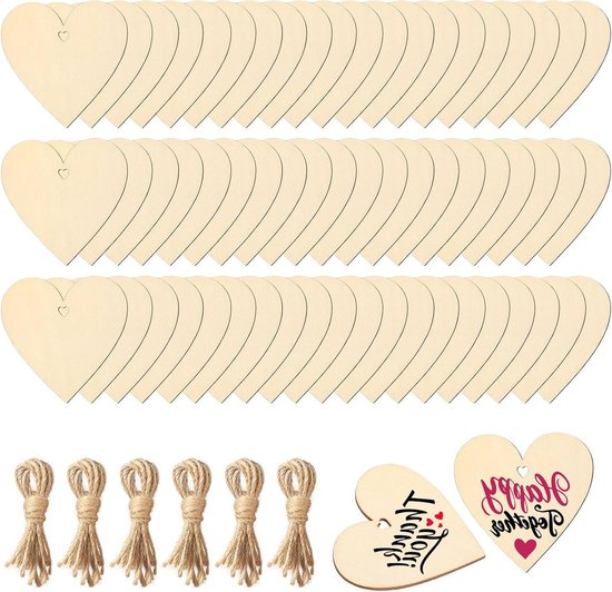 Houten decoratie hartjes 120 stuks