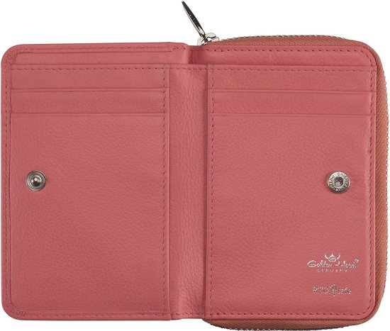 Golden Head Cuir Porte-monnaie Madrid RFID Protect Zipped Billfold Coin Wallet Coral Corail