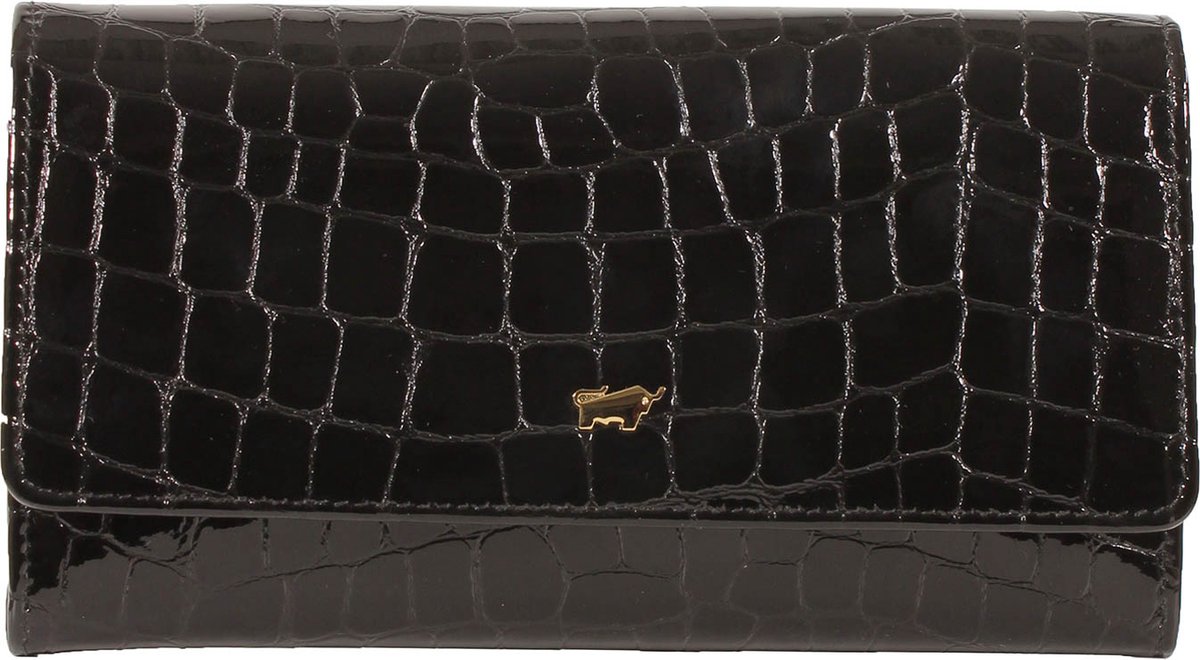 Braun Buffel Verona Portemonnee Dames & Heren - Ritsportemonnee - Leer - Zwart Croco